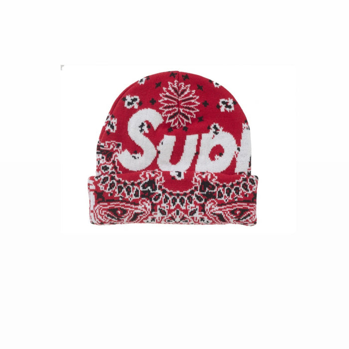 Supreme Bandana Big Logo Beanie Red