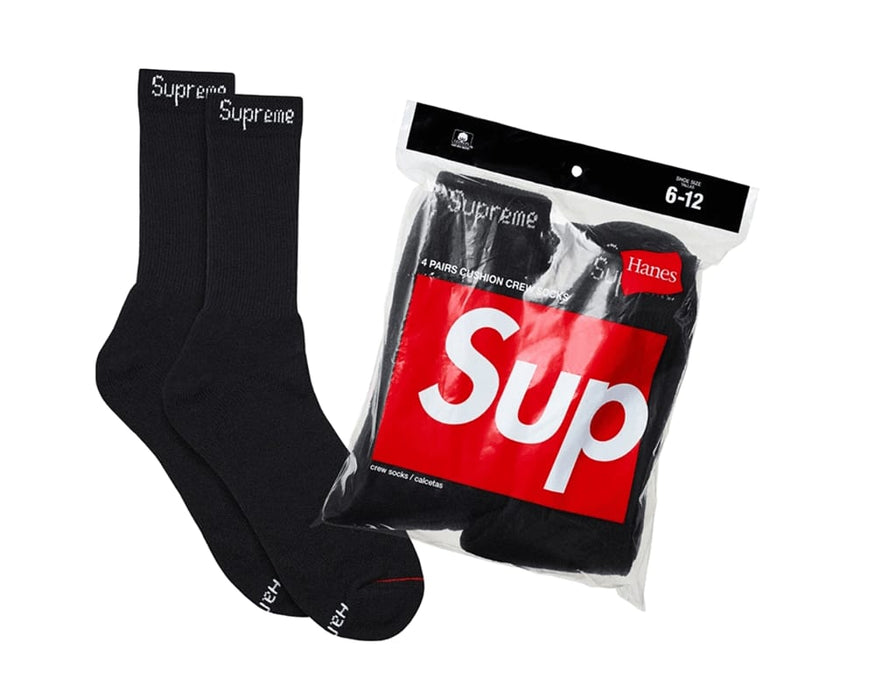 Supreme Hanes Socks (4 Pack) Black