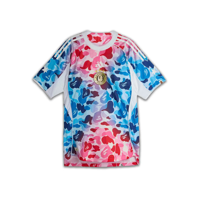 adidas x BAPE Football Graphic Slim Jersey T-shirt Blue/Pink