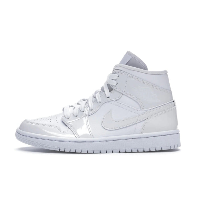 Jordan 1 Mid Triple White Patent Swoosh (Women's)