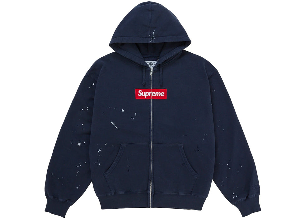 Supreme MM6 Maison Margiela Box Logo Zip Up Hooded Sweatshirt Navy