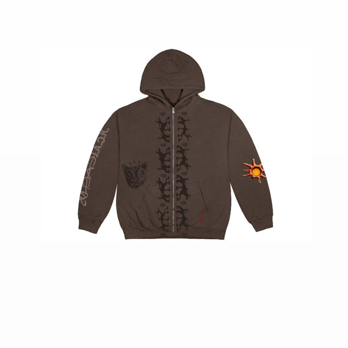 Travis Scott Reverse Dog Zip Up Hoodie Brown