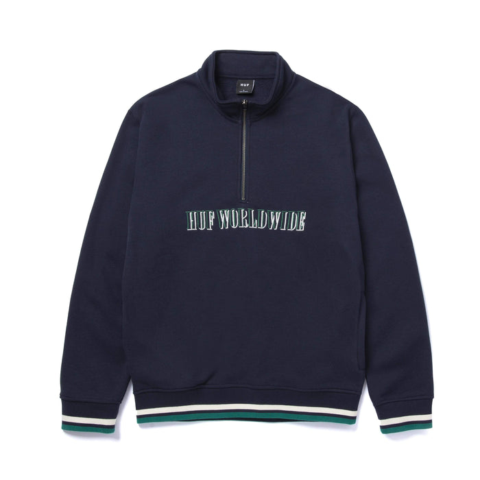 HUF Shadow Serif 1/4-Zip Mockneck Fleece Navy