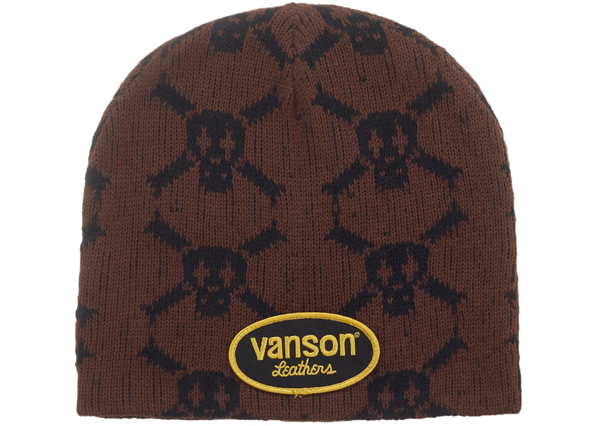 Supreme Vanson Leathers Skull Beanie Brown