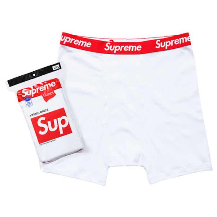 Supreme Hanes Boxer Briefs (4 Pack) White