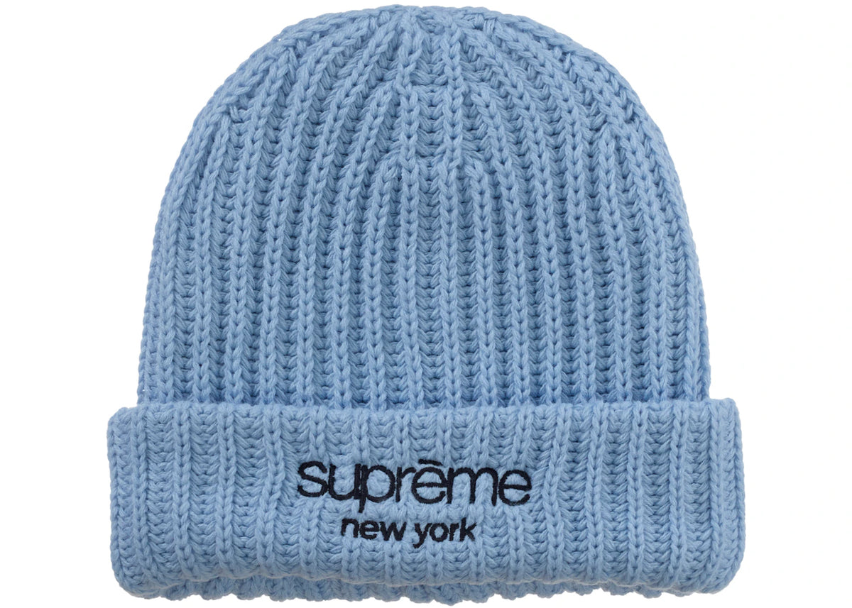 Supreme Classic Logo Chunky Ribbed Beanie (FW26) Light Blue