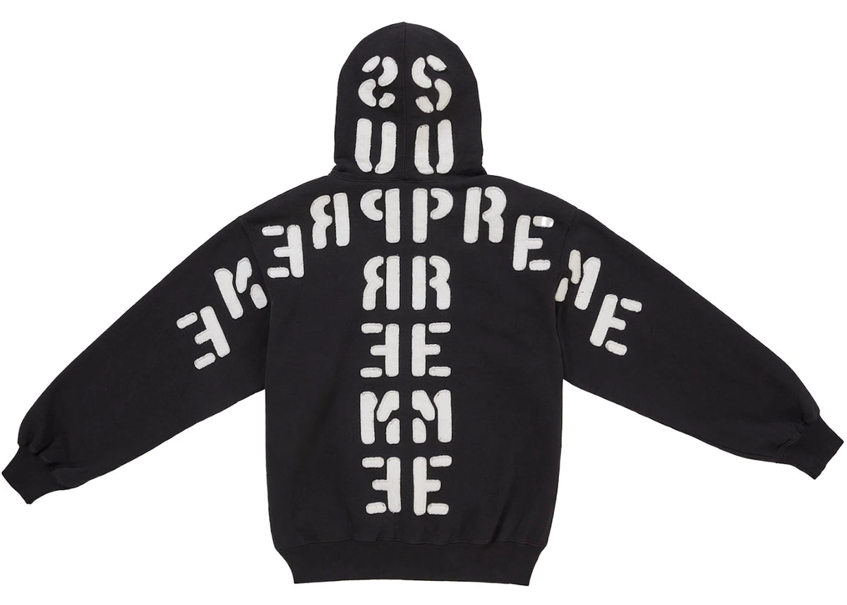 Supreme Mirrored Applique Hooded Sweatshirt Black