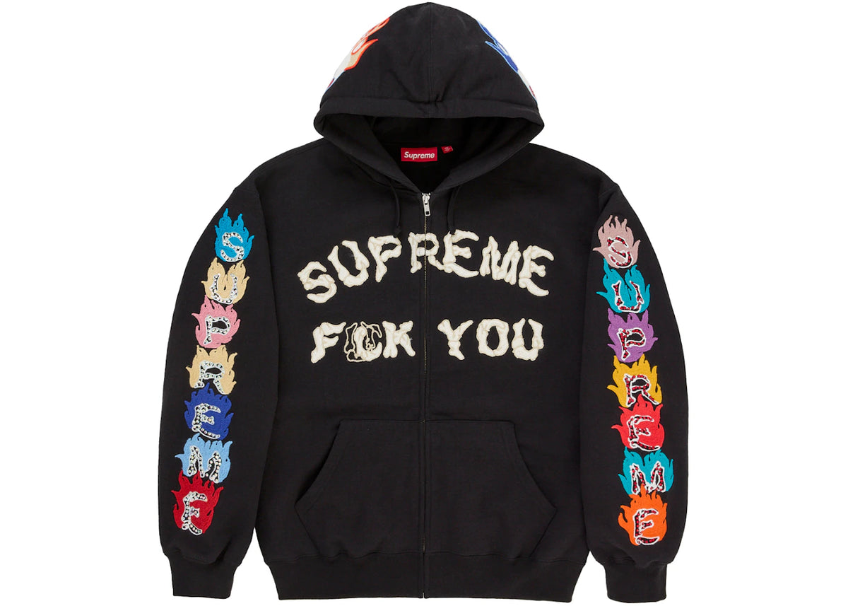 Supreme F**k You Zip Up Hooded Sweatshirt Black