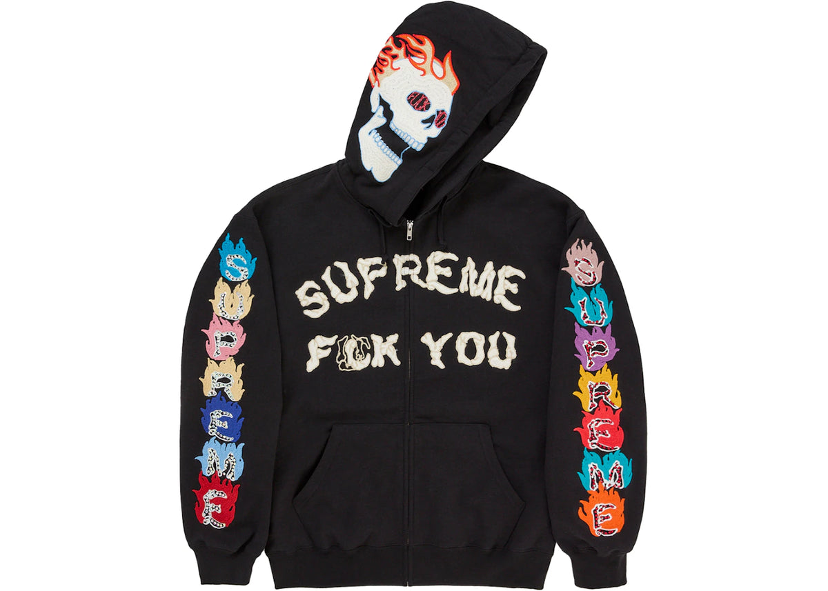 Supreme F**k You Zip Up Hooded Sweatshirt Black