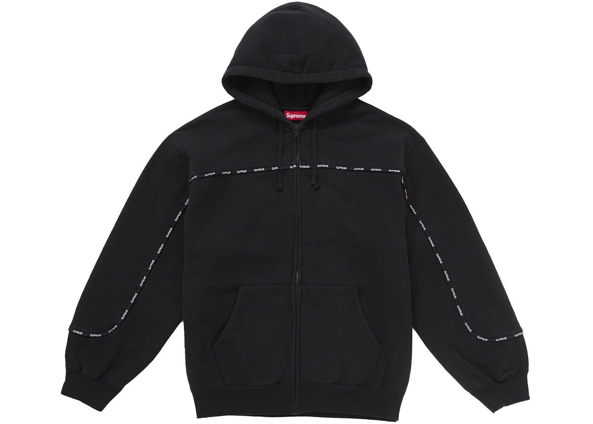Supreme Piping Zip Up Hooded Sweatshirt Black