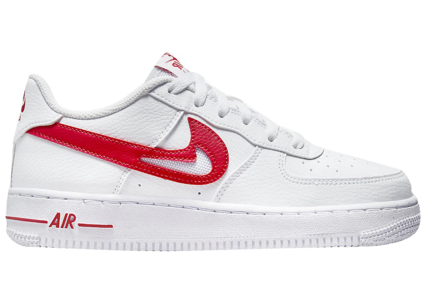 Nike Air Force 1 Low White Red Cut-Out Swoosh (GS)