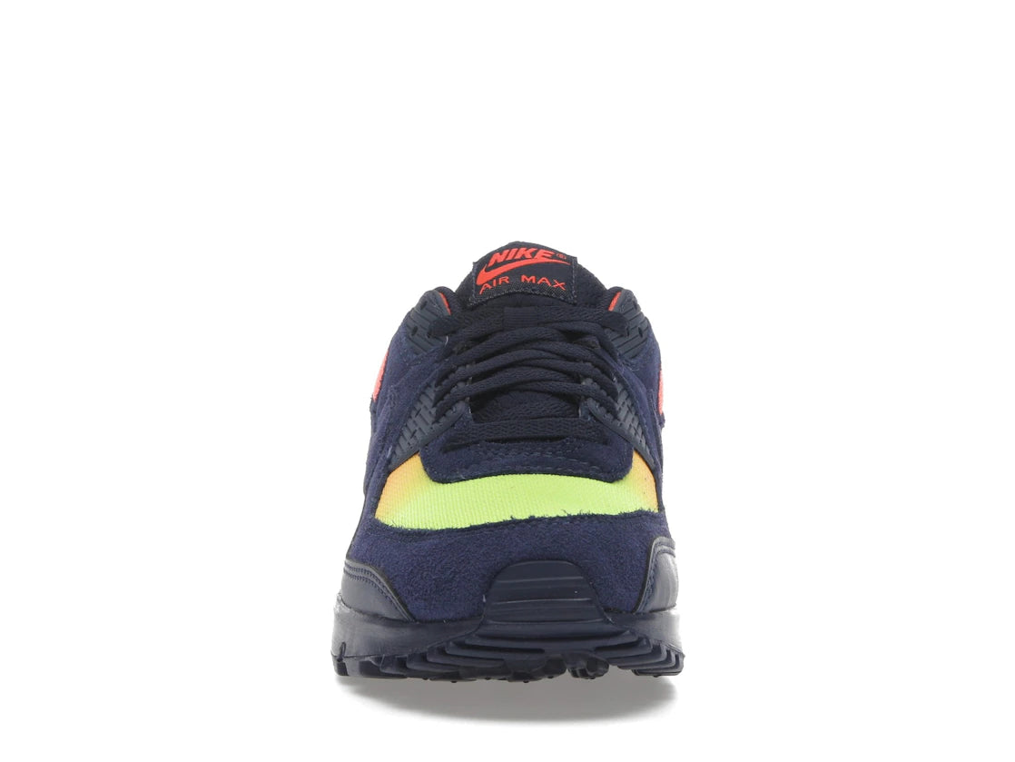 Nike Air Max 90 Blackened Blue Lemon Venom Hyper Crimson Gradient